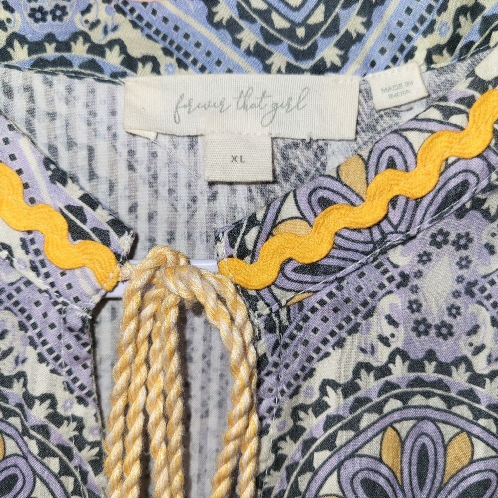 Anthropologie Blue and Yellow Patterned Dress - Picture 6 of 6